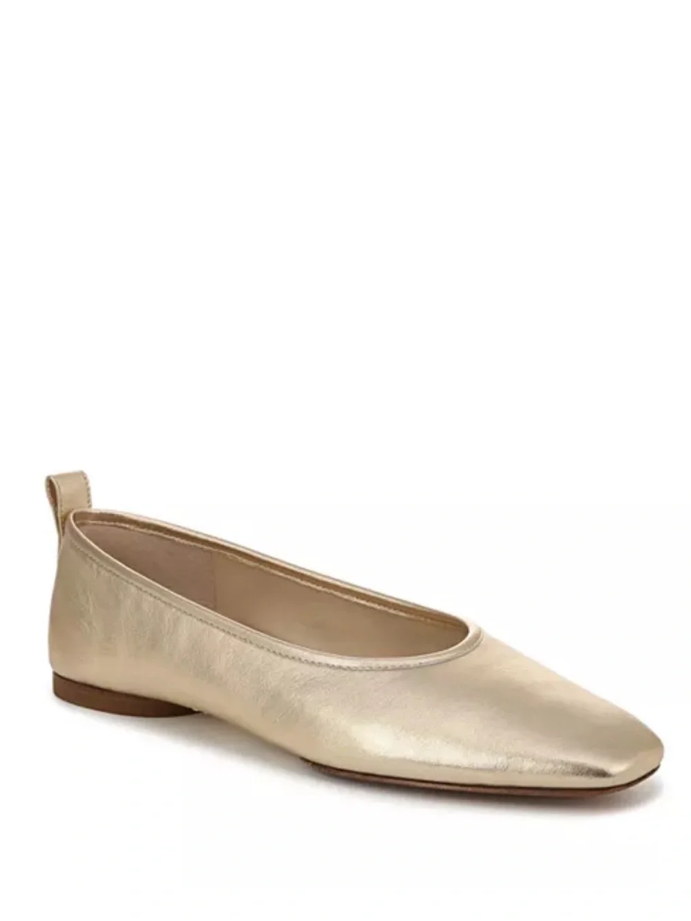 Vince Vivian Gold Metallic Leather Ballet Flats Square Toe Slip On Shoes Size 6M